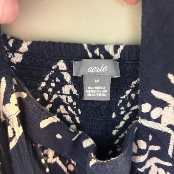 Aerie Tribal Print Maxi Dress Size Medium Navy Blue Sleeveless Cut Out Beach - Picture 4 of 8